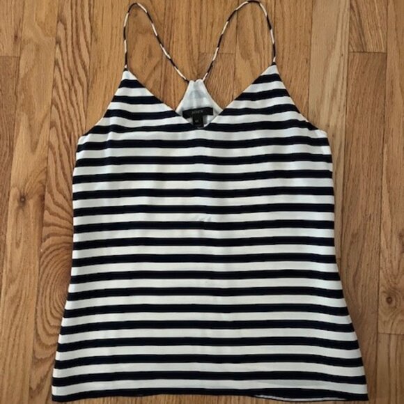 JCrew Flowy Silk Tank - Like New, Blue and white stripped, size 00 - Picture 1 of 7